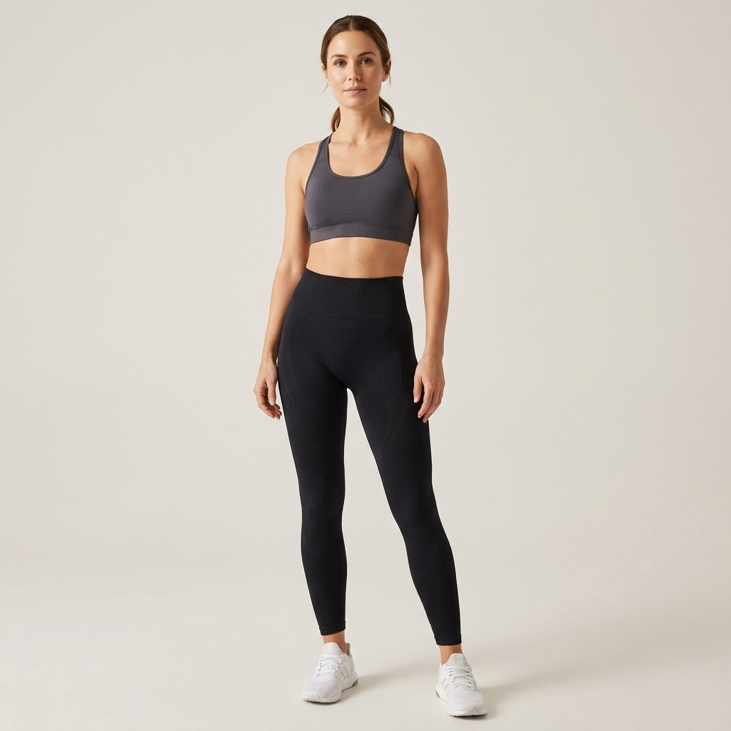 AuraLift 3D Leggings — front view, black